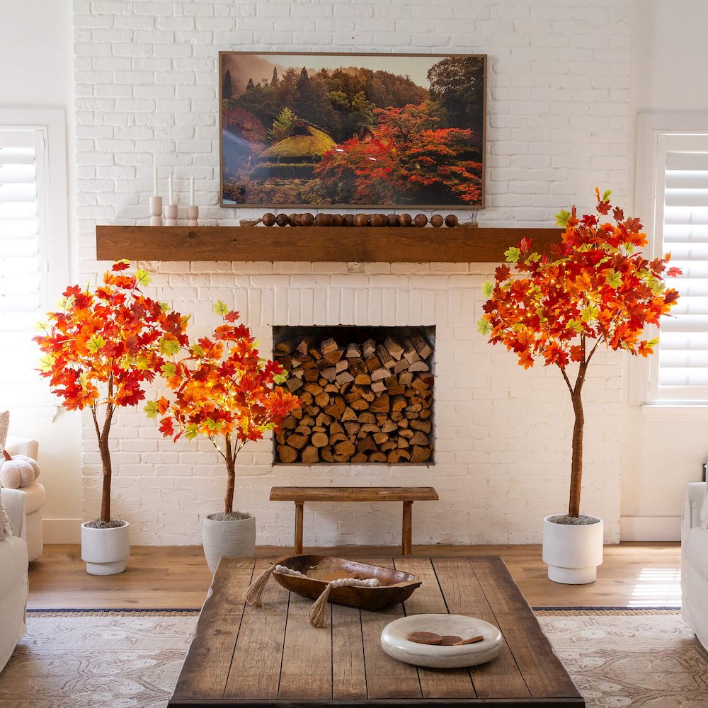 5ft. Pre-Lit Shades of Autumn Maple Artificial Fall Tree with 270 LED Lights