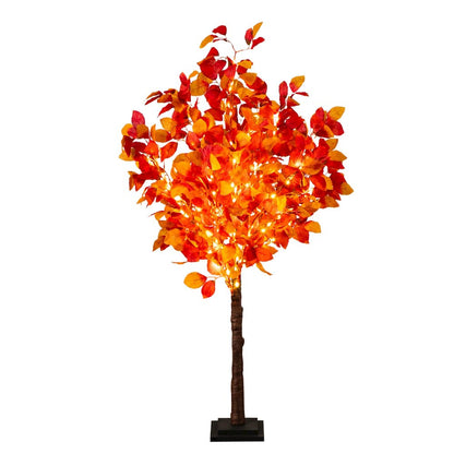 4ft. Pre-Lit Autumn Artificial Fall Tree with 160 Warm White LED Lights