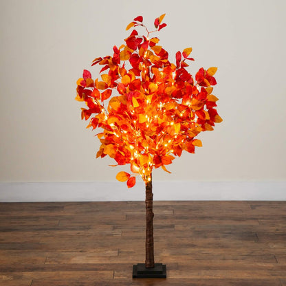 4ft. Pre-Lit Autumn Artificial Fall Tree with 160 Warm White LED Lights