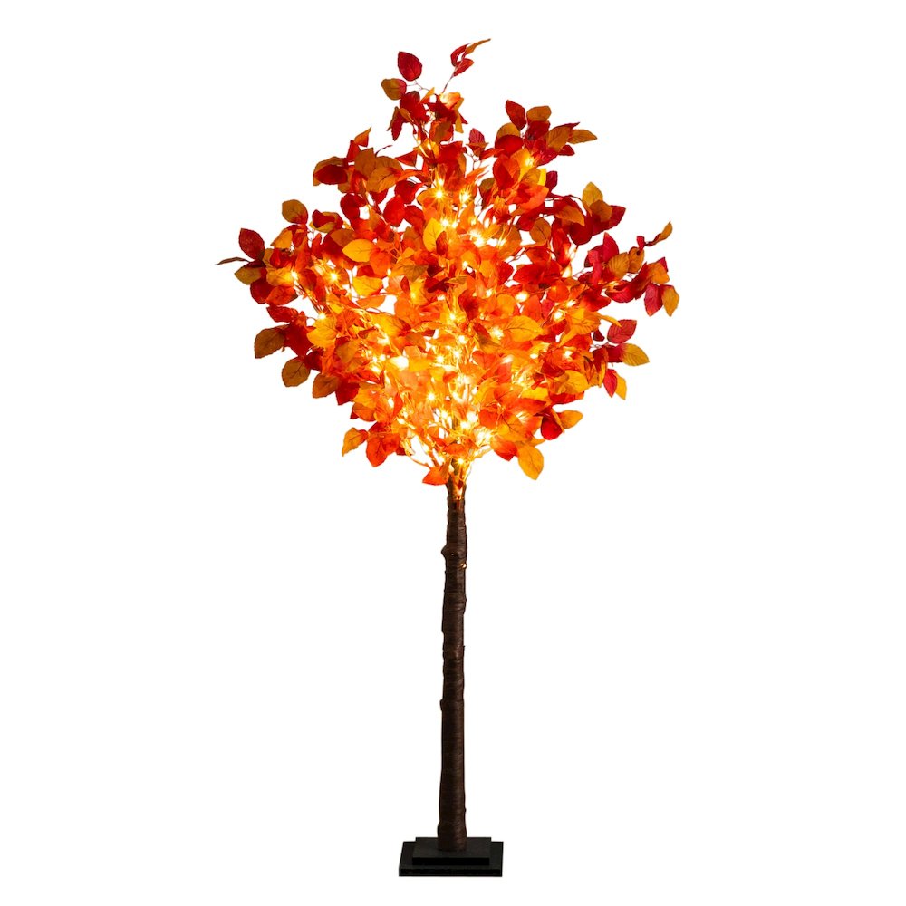 5ft. Pre-Lit Autumn Artificial Fall Tree with 200 Warm White LED Lights