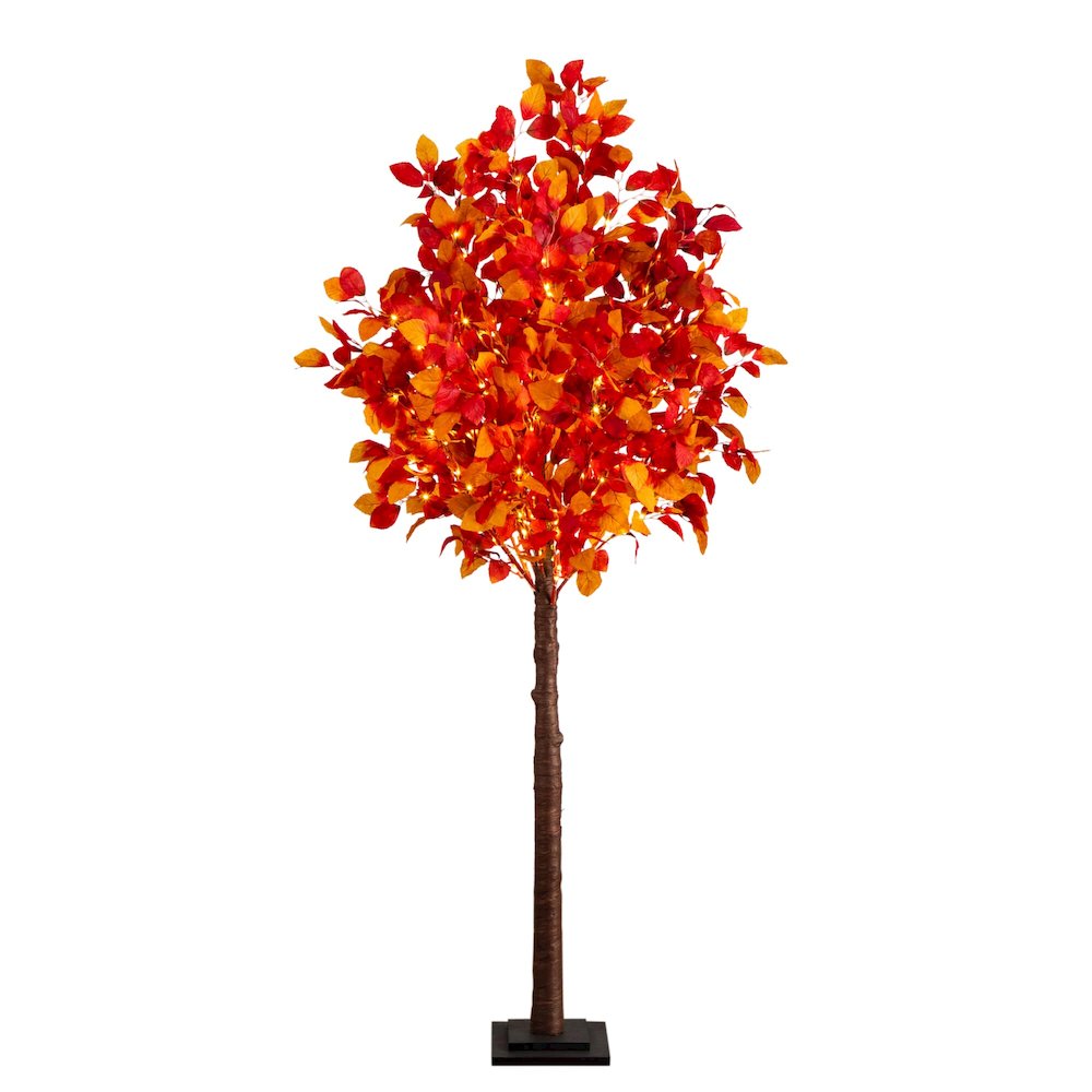 6ft. Pre-Lit Autumn Artificial Fall Tree with 300 Warm White LED Lights