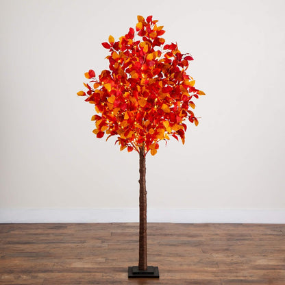 6ft. Pre-Lit Autumn Artificial Fall Tree with 300 Warm White LED Lights