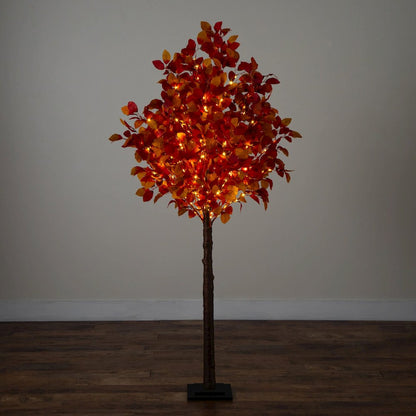 6ft. Pre-Lit Autumn Artificial Fall Tree with 300 Warm White LED Lights