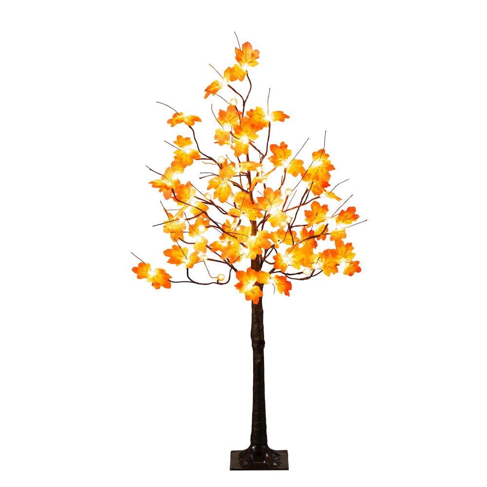 4ft. Pre-Lit Minimalist Autumn Maple Artificial Fall Tree with 56 LED Lights