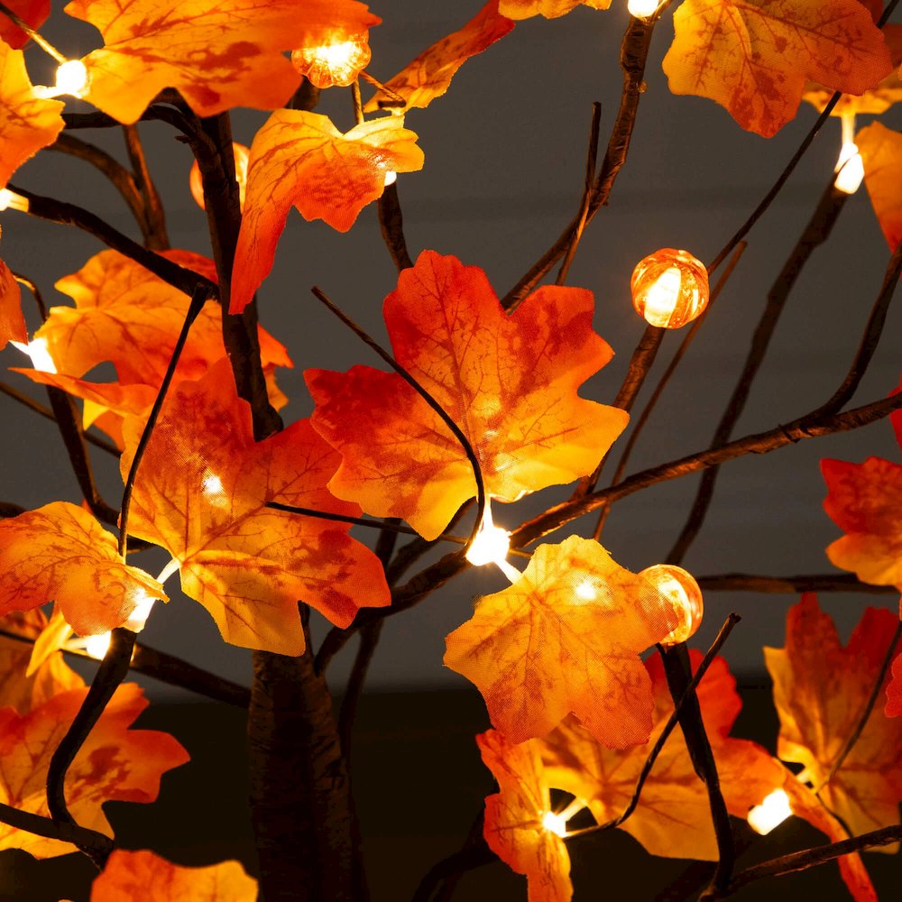 4ft. Pre-Lit Minimalist Autumn Maple Artificial Fall Tree with 56 LED Lights