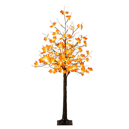 5ft. Pre-Lit Minimalist Autumn Maple Artificial Fall Tree with 96 LED Lights