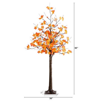 5ft. Pre-Lit Minimalist Autumn Maple Artificial Fall Tree with 96 LED Lights