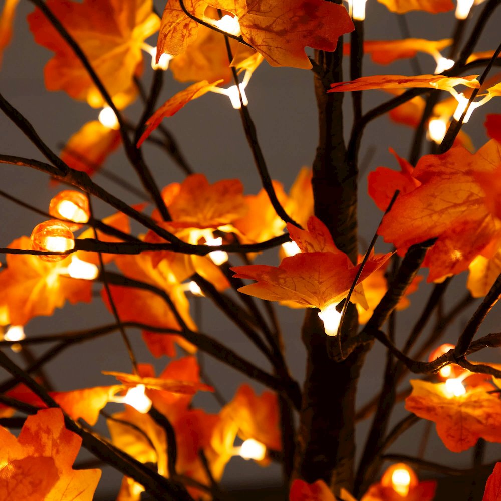 5ft. Pre-Lit Minimalist Autumn Maple Artificial Fall Tree with 96 LED Lights