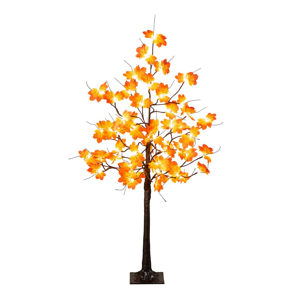 4ft. Pre-Lit Minimalist Autumn Maple Artificial Fall Tree with 56 LED Lights