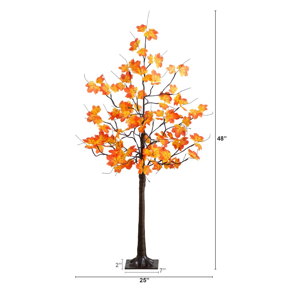 4ft. Pre-Lit Minimalist Autumn Maple Artificial Fall Tree with 56 LED Lights