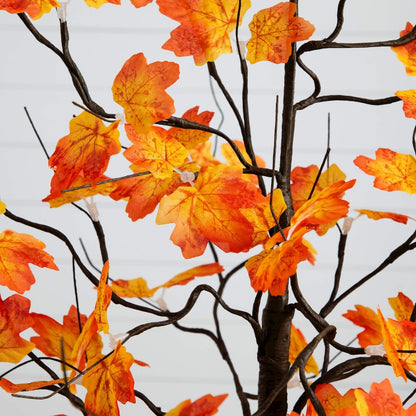4ft. Pre-Lit Minimalist Autumn Maple Artificial Fall Tree with 56 LED Lights