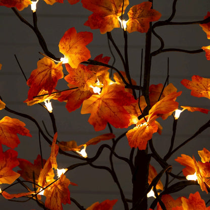 4ft. Pre-Lit Minimalist Autumn Maple Artificial Fall Tree with 56 LED Lights