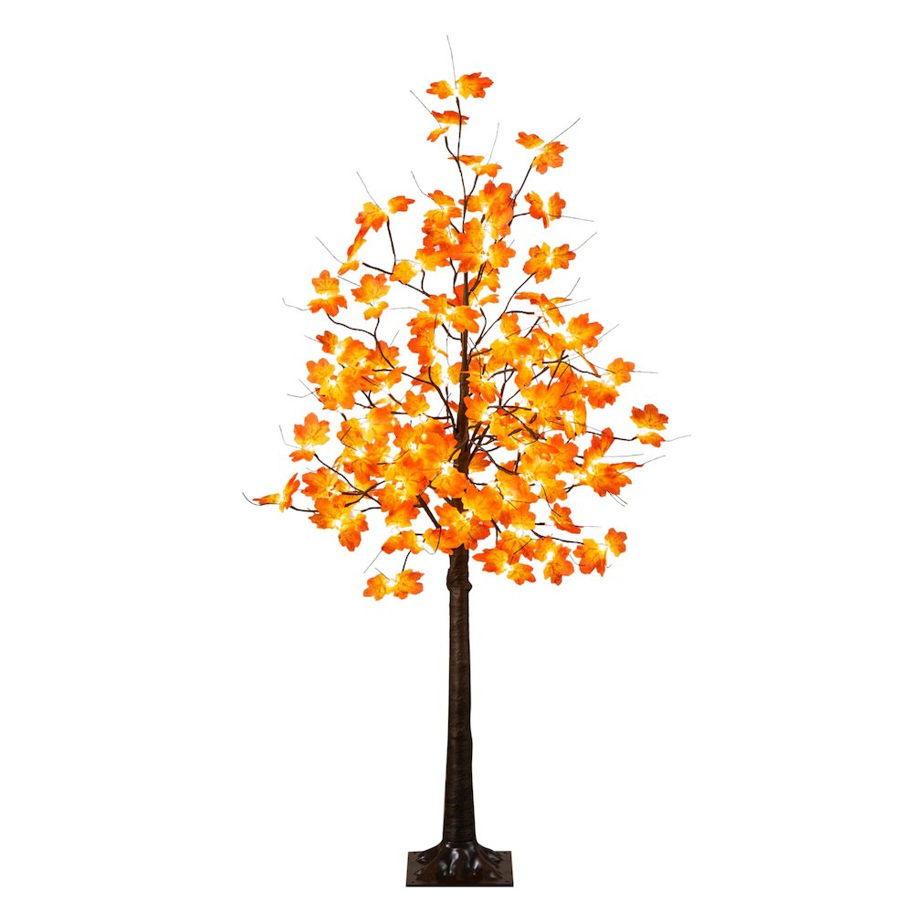 5ft. Pre-Lit Minimalist Autumn Maple Artificial Fall Tree with 96 LED Lights