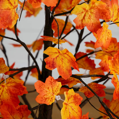 5ft. Pre-Lit Minimalist Autumn Maple Artificial Fall Tree with 96 LED Lights