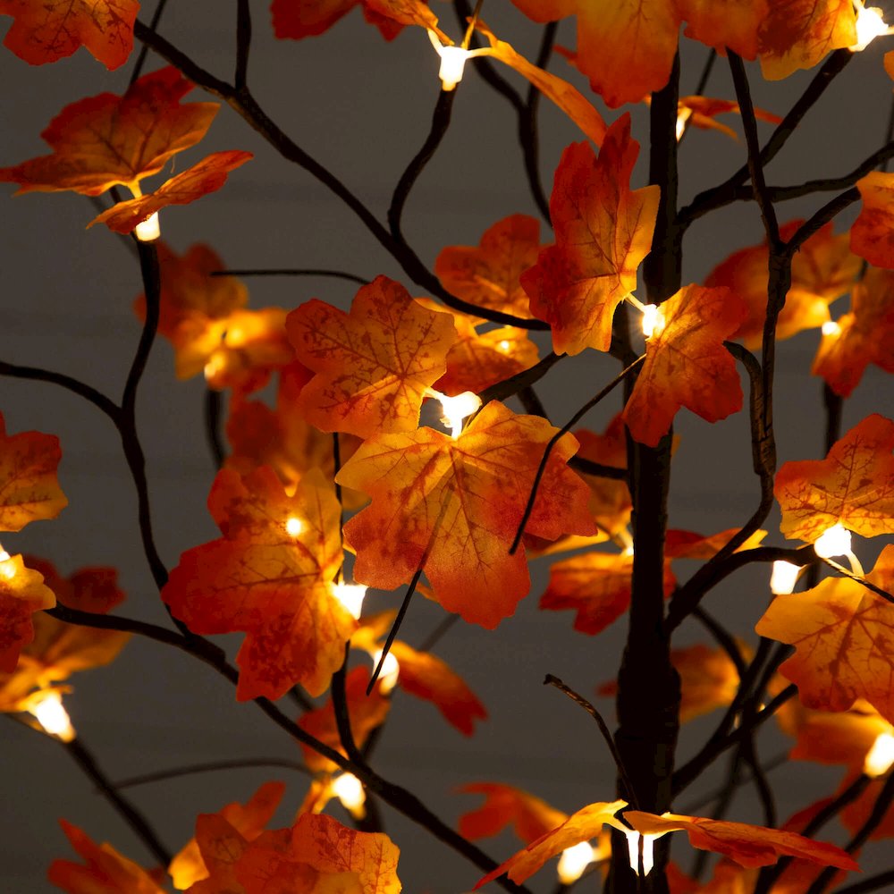 5ft. Pre-Lit Minimalist Autumn Maple Artificial Fall Tree with 96 LED Lights