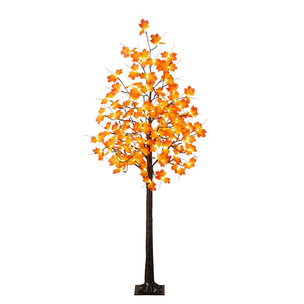 6ft. Pre-Lit Minimalist Autumn Maple Artificial Fall Tree with 120 LED Lights