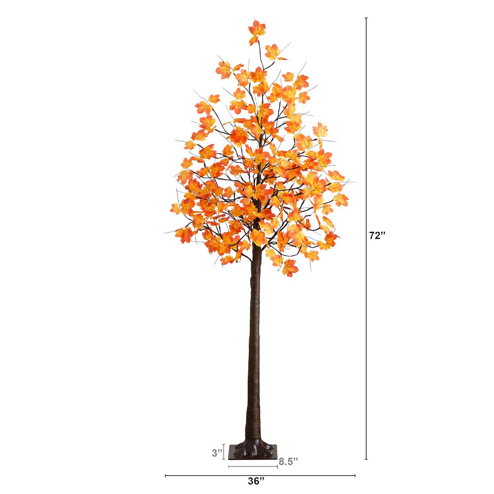 6ft. Pre-Lit Minimalist Autumn Maple Artificial Fall Tree with 120 LED Lights