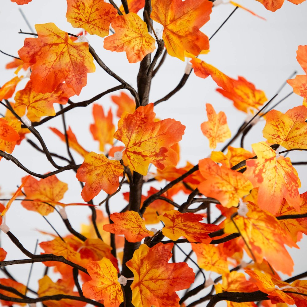 6ft. Pre-Lit Minimalist Autumn Maple Artificial Fall Tree with 120 LED Lights
