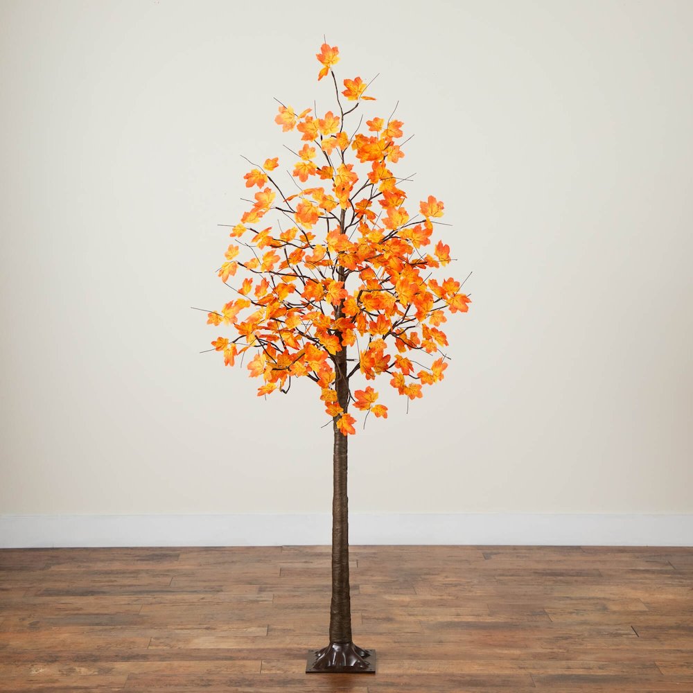 6ft. Pre-Lit Minimalist Autumn Maple Artificial Fall Tree with 120 LED Lights