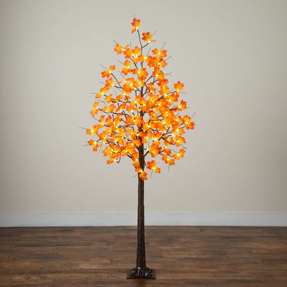 6ft. Pre-Lit Minimalist Autumn Maple Artificial Fall Tree with 120 LED Lights