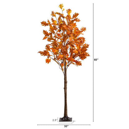 5ft. Pre-Lit Burnt Orange Autumn Maple Artificial Fall Tree with 240 LED Lights