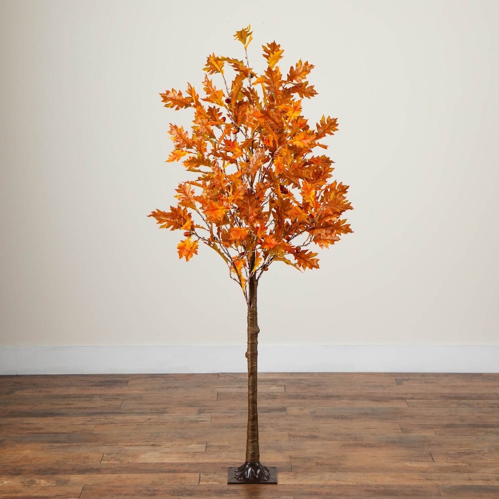 5ft. Pre-Lit Burnt Orange Autumn Maple Artificial Fall Tree with 240 LED Lights