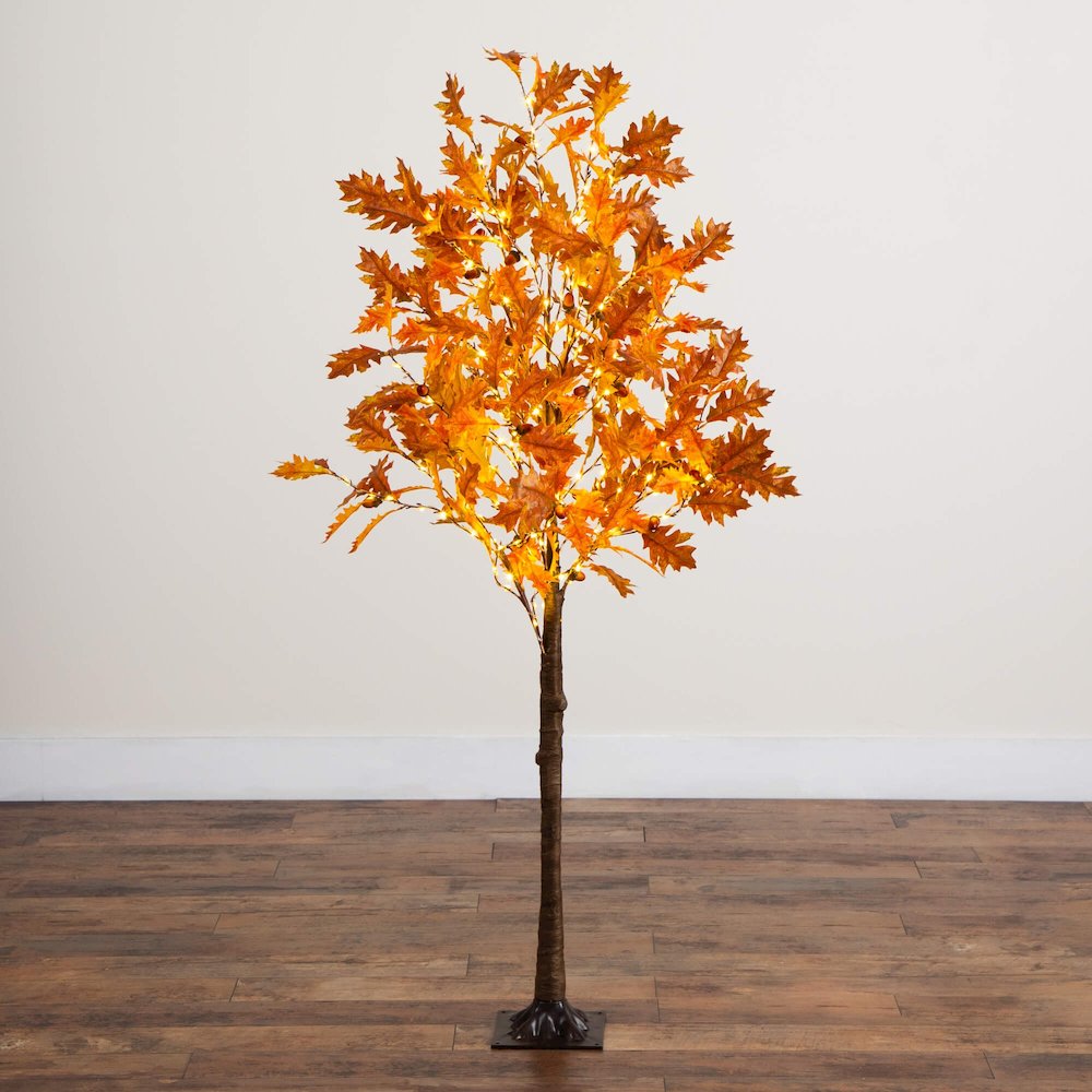 5ft. Pre-Lit Burnt Orange Autumn Maple Artificial Fall Tree with 240 LED Lights