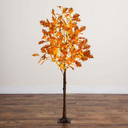 5ft. Pre-Lit Burnt Orange Autumn Maple Artificial Fall Tree with 240 LED Lights