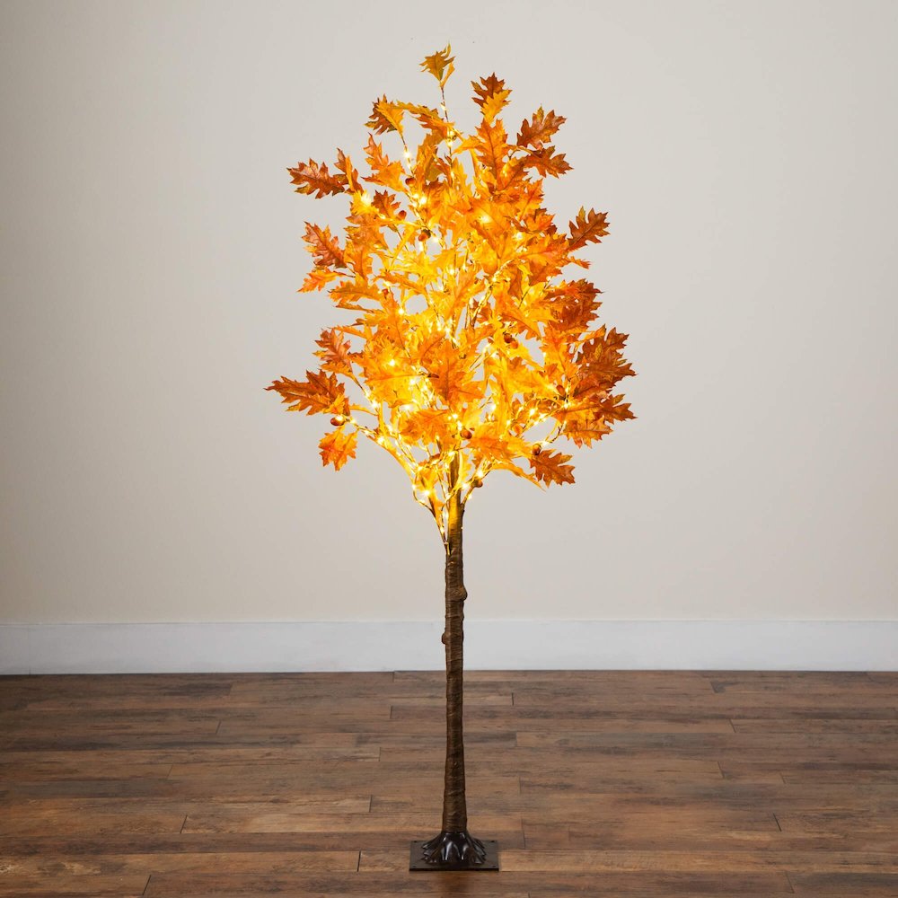 5ft. Pre-Lit Burnt Orange Autumn Maple Artificial Fall Tree with 240 LED Lights