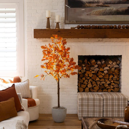 5ft. Pre-Lit Burnt Orange Autumn Maple Artificial Fall Tree with 240 LED Lights