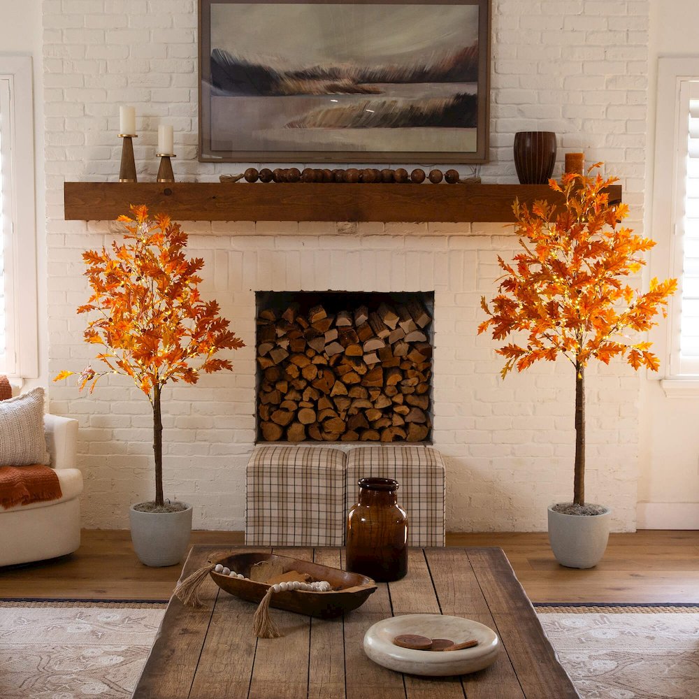 5ft. Pre-Lit Burnt Orange Autumn Maple Artificial Fall Tree with 240 LED Lights