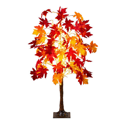 4ft. Pre-Lit Autumn Weeping Maple Artificial Fall Tree with 180 LED Lights
