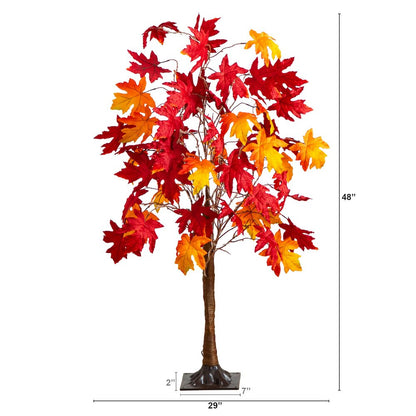 4ft. Pre-Lit Autumn Weeping Maple Artificial Fall Tree with 180 LED Lights