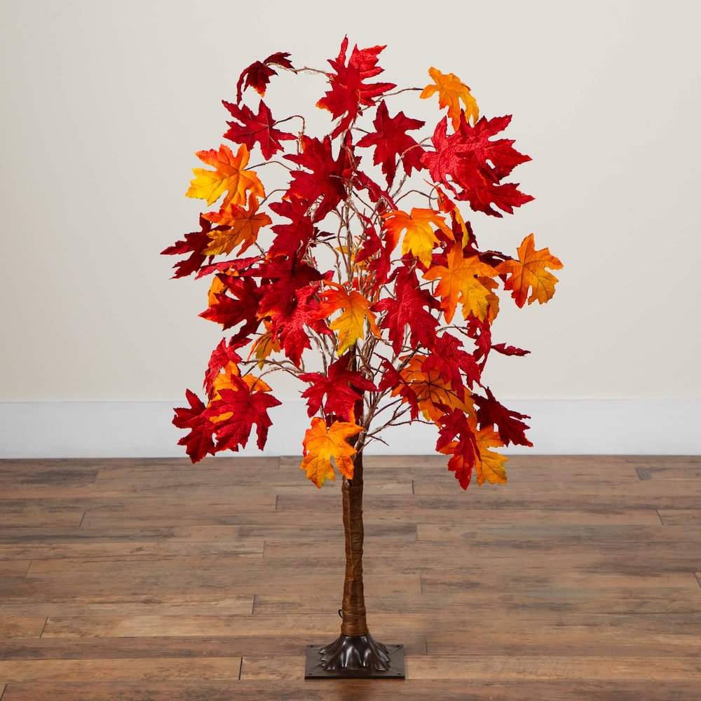 4ft. Pre-Lit Autumn Weeping Maple Artificial Fall Tree with 180 LED Lights