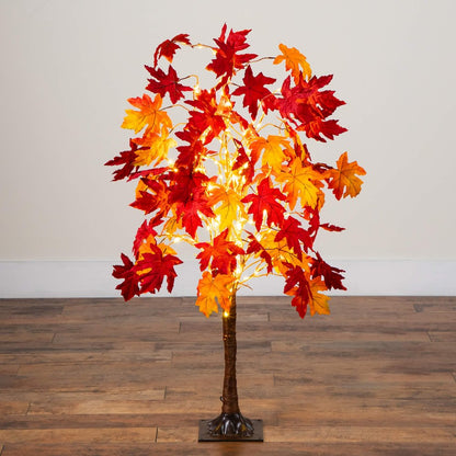 4ft. Pre-Lit Autumn Weeping Maple Artificial Fall Tree with 180 LED Lights