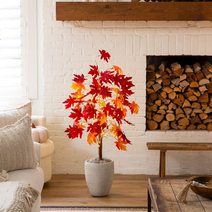 4ft. Pre-Lit Autumn Weeping Maple Artificial Fall Tree with 180 LED Lights