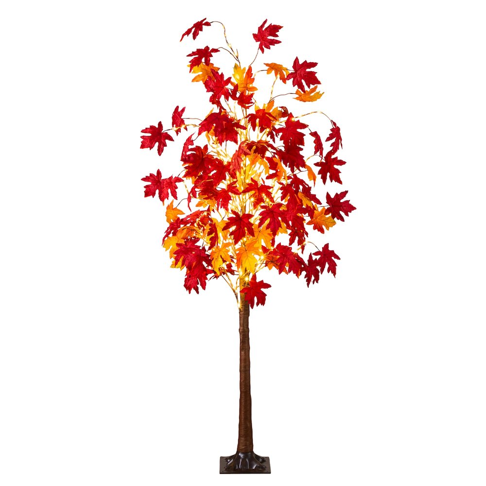 6ft. Pre-Lit Autumn Weeping Maple Artificial Fall Tree with 300 LED Lights
