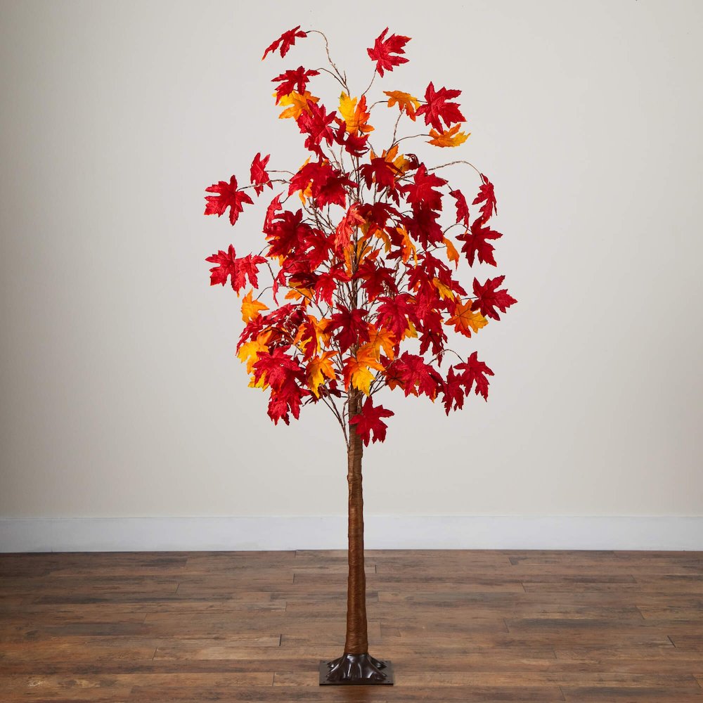 6ft. Pre-Lit Autumn Weeping Maple Artificial Fall Tree with 300 LED Lights