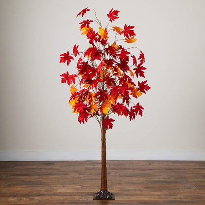 6ft. Pre-Lit Autumn Weeping Maple Artificial Fall Tree with 300 LED Lights