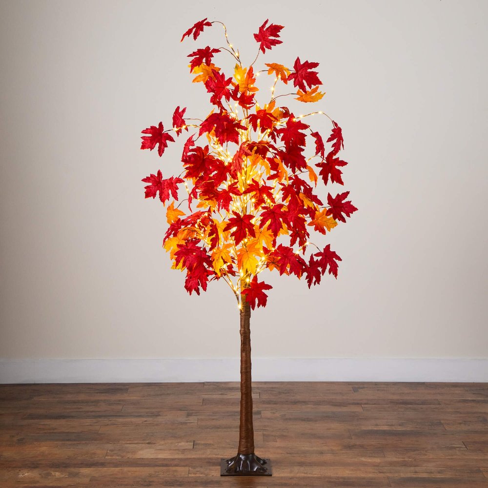 6ft. Pre-Lit Autumn Weeping Maple Artificial Fall Tree with 300 LED Lights