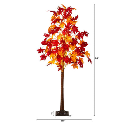 7ft. Pre-Lit Autumn Weeping Maple Artificial Fall Tree with 450 LED Lights