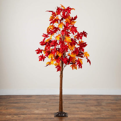 7ft. Pre-Lit Autumn Weeping Maple Artificial Fall Tree with 450 LED Lights