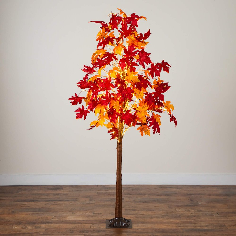 7ft. Pre-Lit Autumn Weeping Maple Artificial Fall Tree with 450 LED Lights