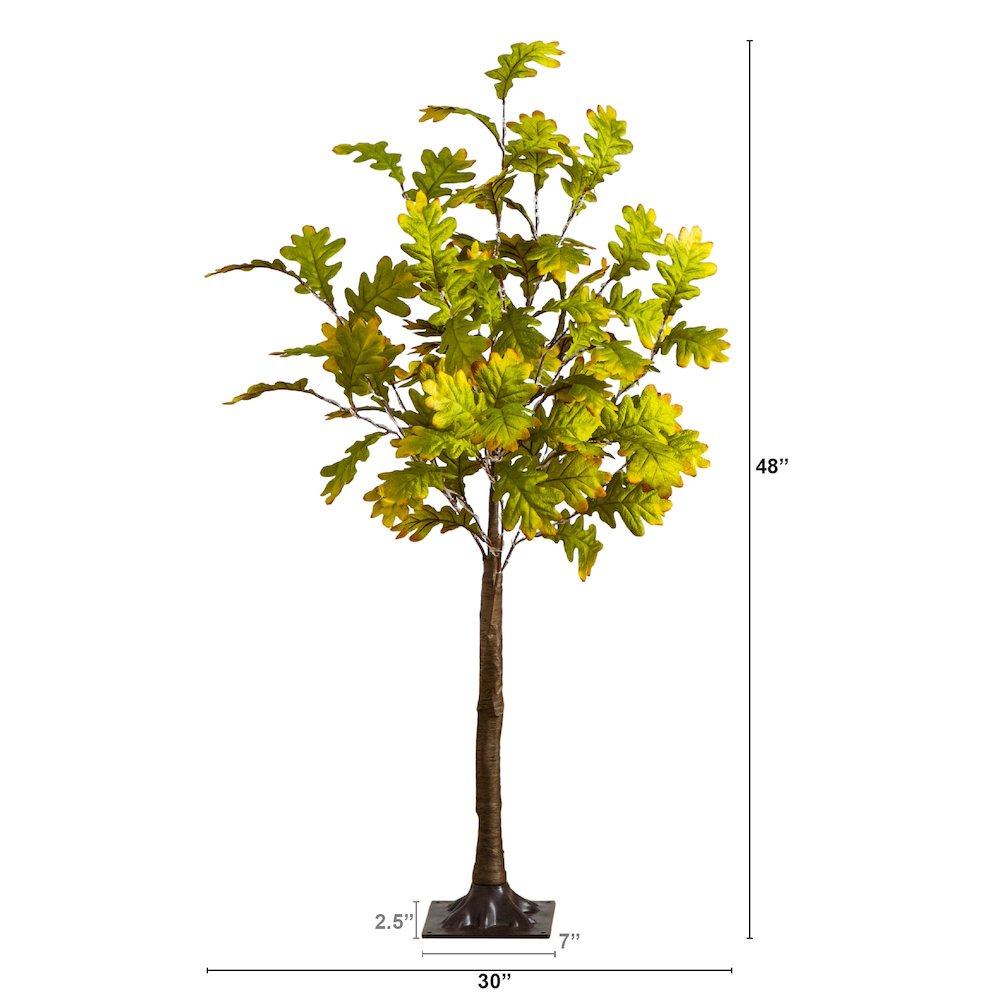 4ft. Pre-Lit Green Autumn Oak Artificial Fall Tree with 150 LED Lights