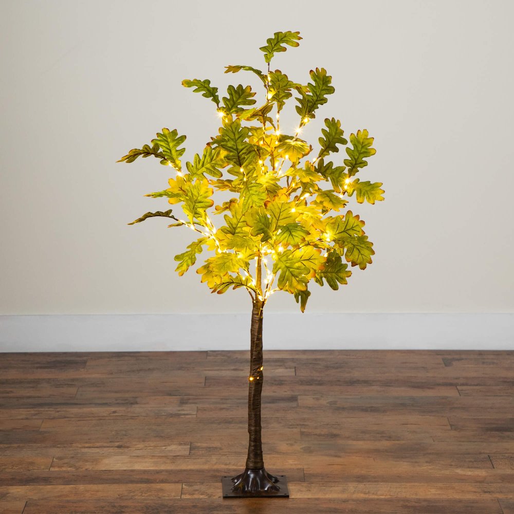 4ft. Pre-Lit Green Autumn Oak Artificial Fall Tree with 150 LED Lights