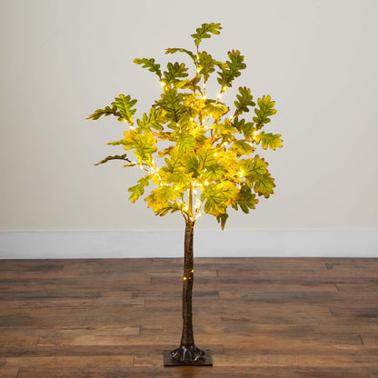 4ft. Pre-Lit Green Autumn Oak Artificial Fall Tree with 150 LED Lights