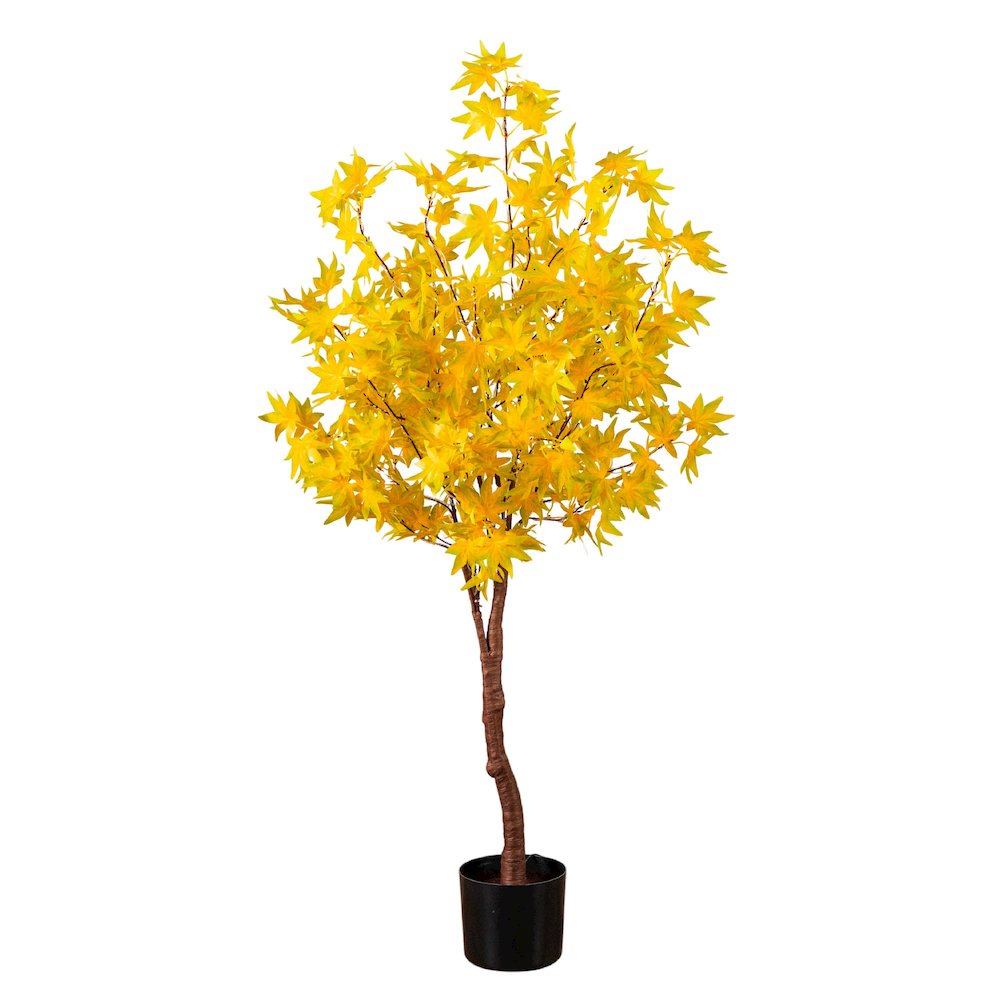 4ft. Pre-Lit Yellow Autumn Maple Artificial Fall Tree with 150 LED Lights