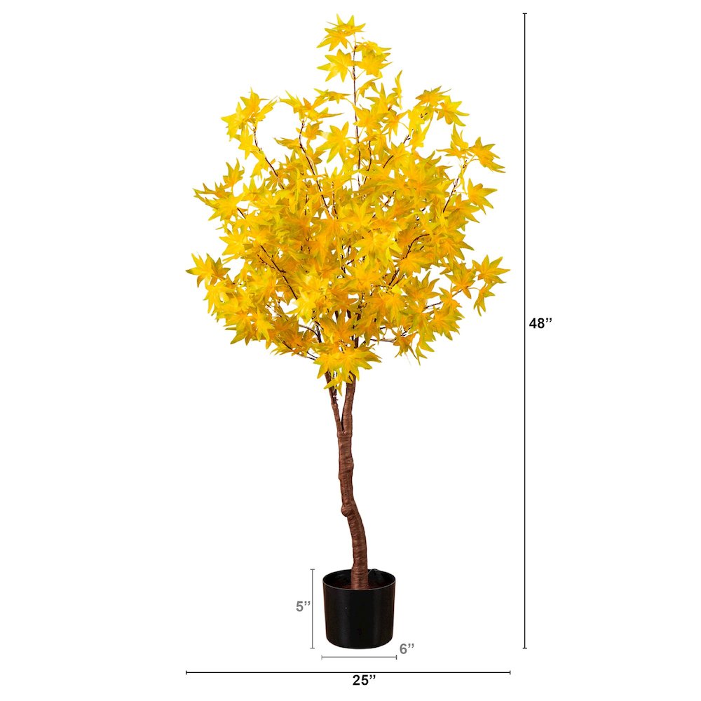 4ft. Pre-Lit Yellow Autumn Maple Artificial Fall Tree with 150 LED Lights