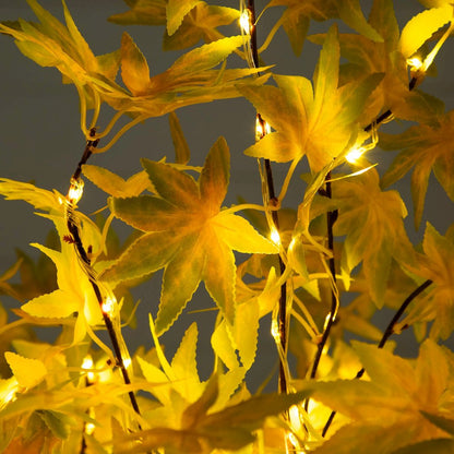 4ft. Pre-Lit Yellow Autumn Maple Artificial Fall Tree with 150 LED Lights