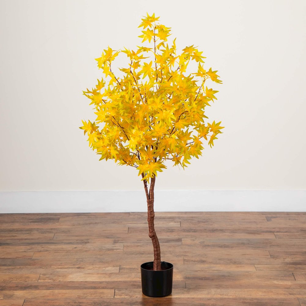 4ft. Pre-Lit Yellow Autumn Maple Artificial Fall Tree with 150 LED Lights